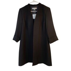 NWT Kasper Sz 10 Womens Black Open Front Long Sleeve Suit Jacket $139 Career